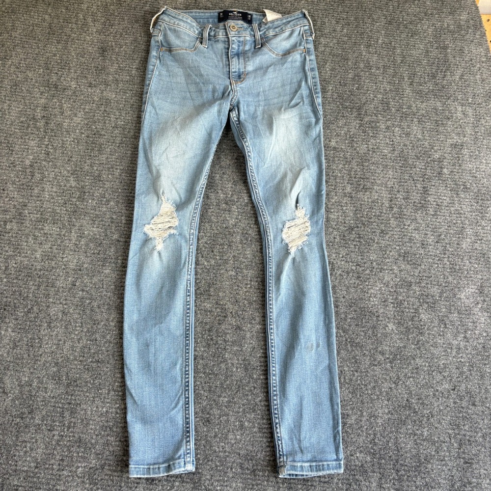Hollister Womens Mid-Rise Jean Legging Light Wash Distressed Skinny Jeans 3R W26